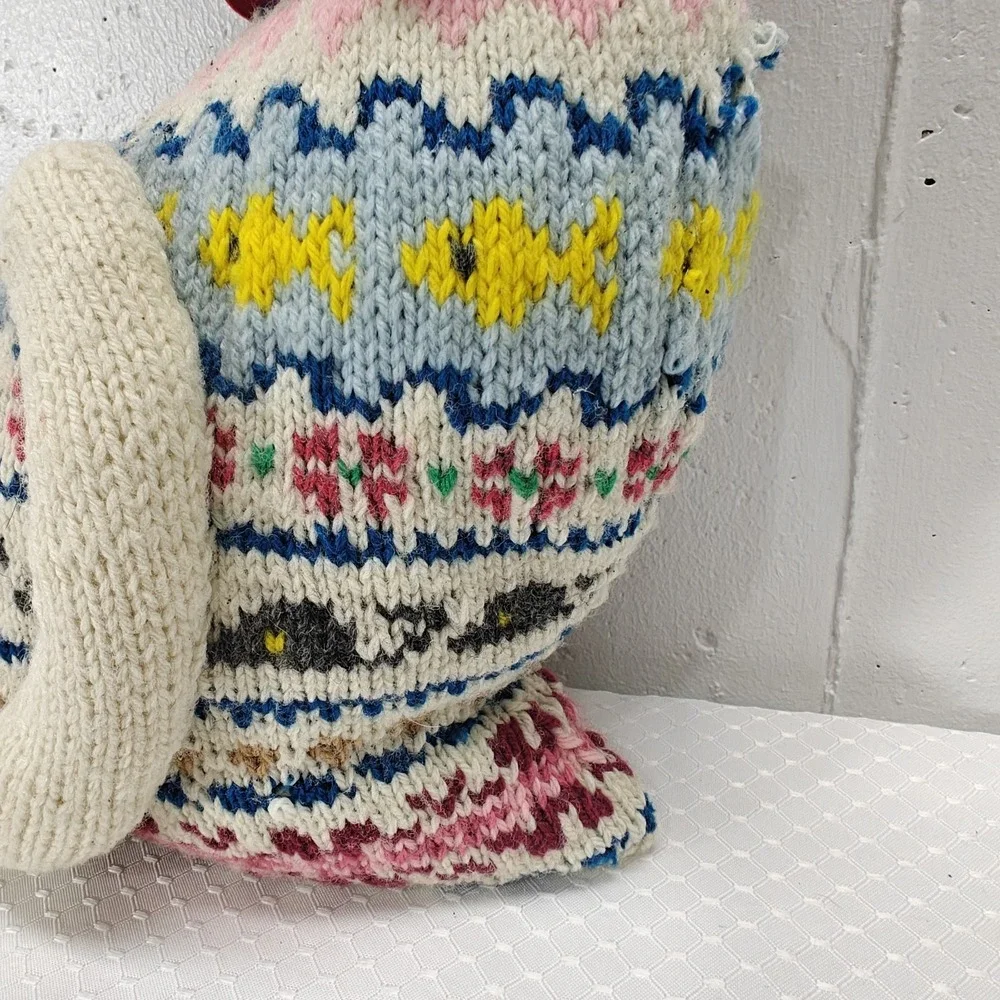 VTG Homemade Knitted‎ Cat Doll Pillow